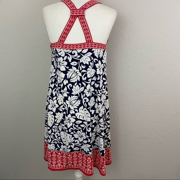 Max Studio Navy & White Floral Racer Back Dress Stretch Small NWT - Picture 10 of 12